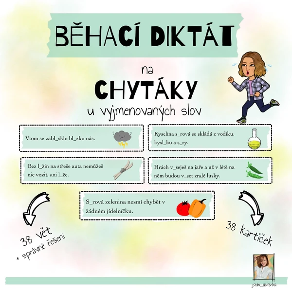 Běhací diktát - chytáky u vyjmenovaných slov