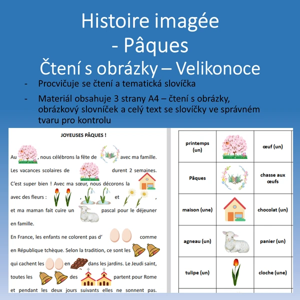 Histoire avec images - Pâques / Obrázkové čtení - Velikonoce
