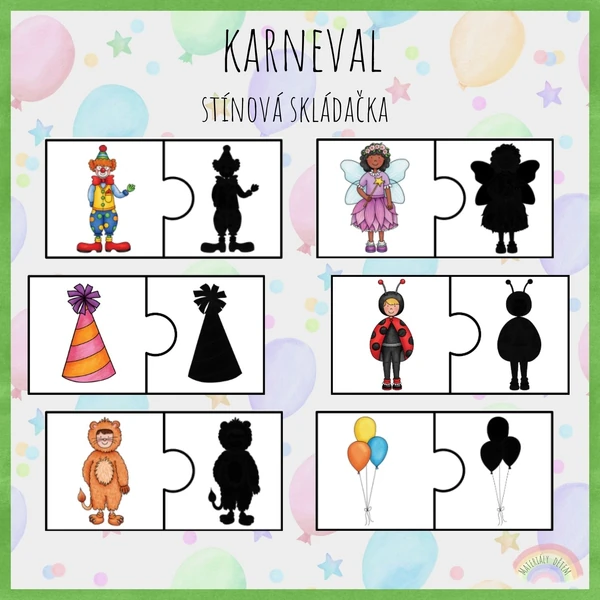Karneval, stínová skládačka