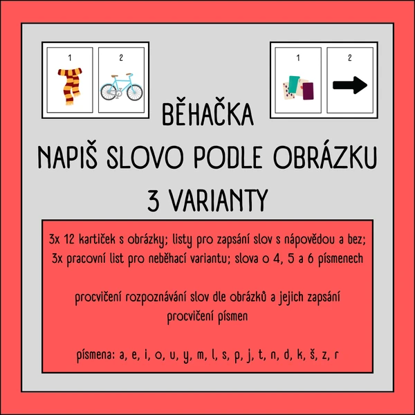 Běhačka - napiš slovo podle obrázku - 3 varianty