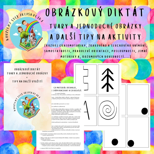 OBRÁZKOVÝ DIKTÁT - TVARY A JEDNODUCHÉ OBRÁZKY a další tipy na aktivity