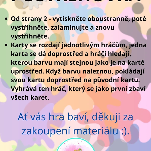 Postřehovka - barvy