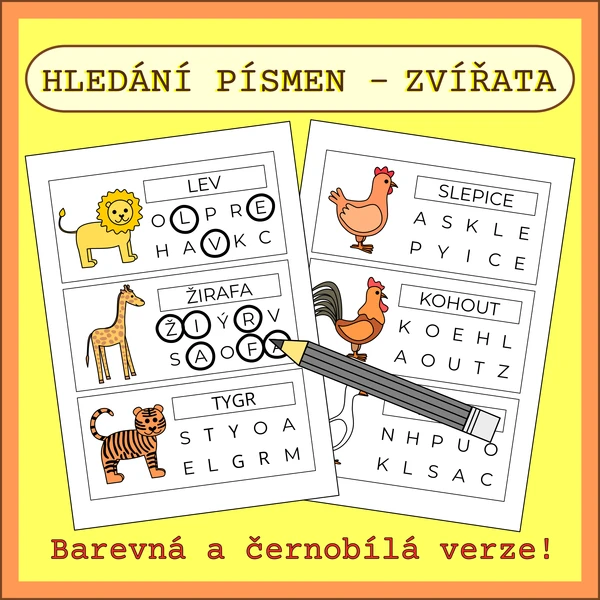 HLEDÁNÍ PÍSMEN - ZVÍŘATA
