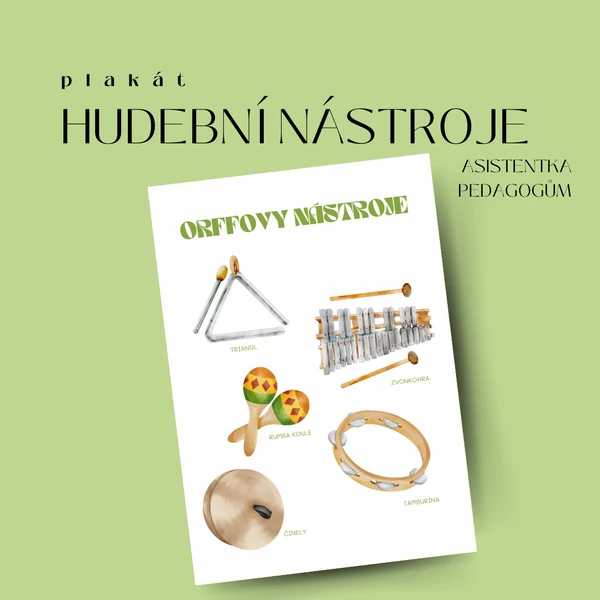 Plakát hudební nástroje - Orffovy nástroje