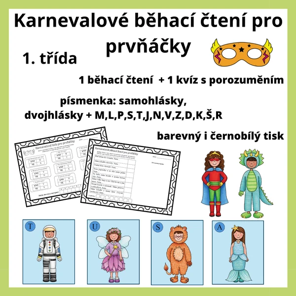 Karnevalové běhací čtení pro prvňáčky