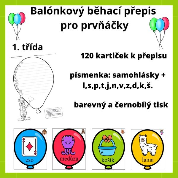 Balónkový běhací přepis pro prvňáčky