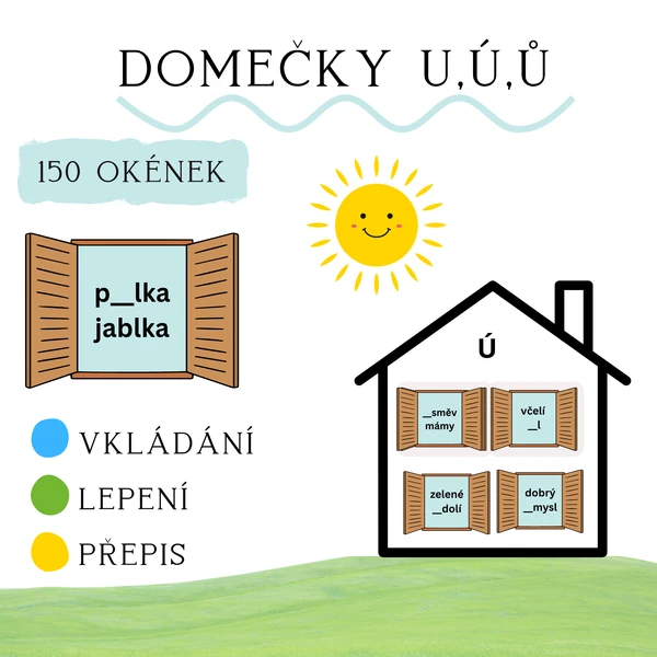 Domečky - psaní U, Ú, Ů