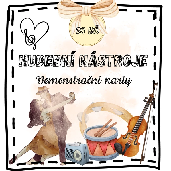 Demonstrační karty - hudební nástroje. 