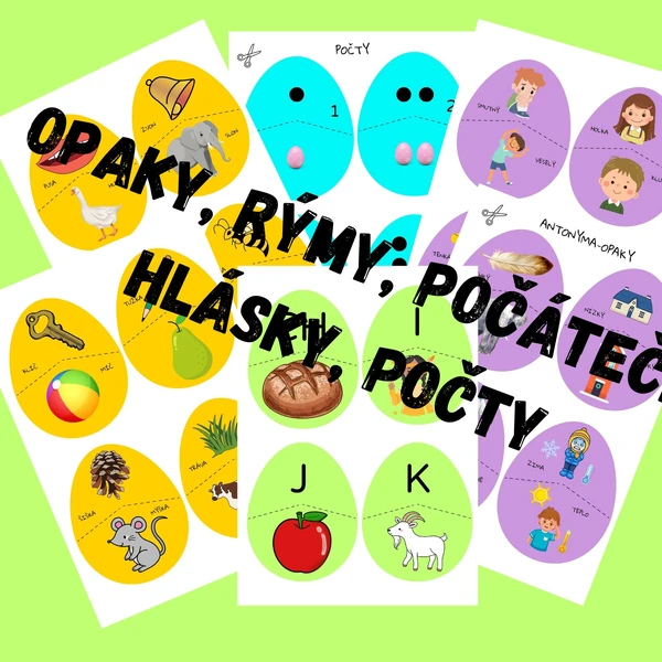 Velikonoční vajíčka - opaky, rýmy, počáteční hlásky, počty