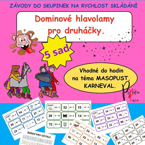 MASOPUST, KARNEVAL - DOMINOVÉ HLAVOLAMY PRO DRUHÁČKY