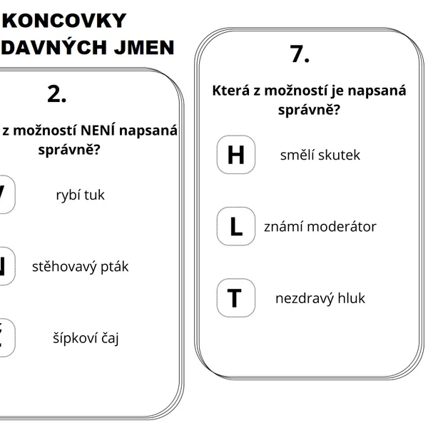Koncovky přídavných jmen - bojovka