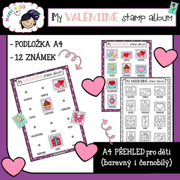 My VALENTINE stamp album - skládačka a obrázkový přehled