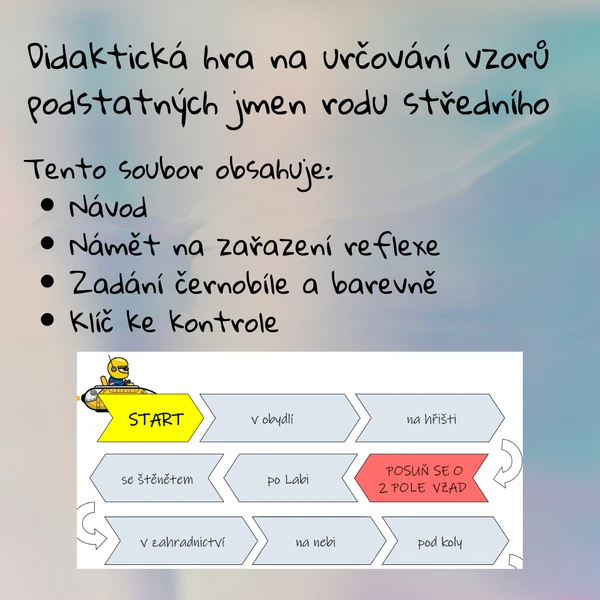 Didaktická hra na určování vzorů podstatných jmen rodu středního