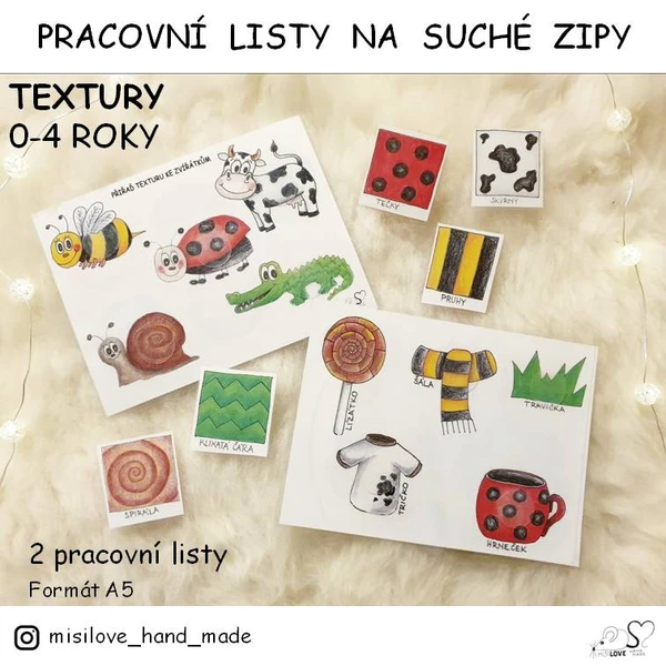 Pracovní listy se suchými zipy - TEXTURY