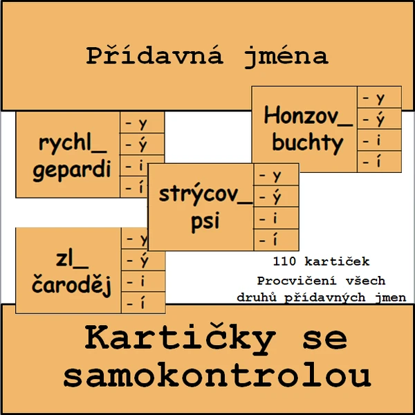 Přídavná jména - kartičky s kontrolou