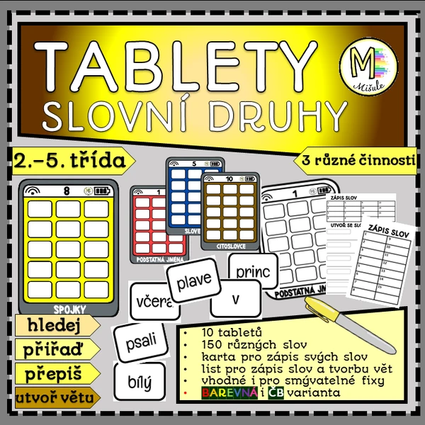 TABLETY- SLOVNÍ DRUHY