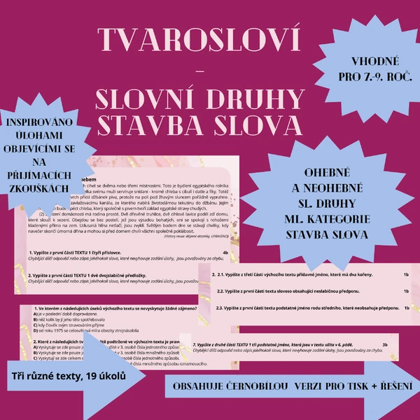 TVAROSLOVÍ - slovní druhy a stavba slova