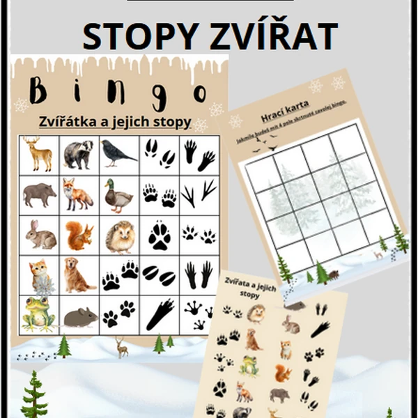  ZVÍŘATA A JEJICH STOPY - BINGO