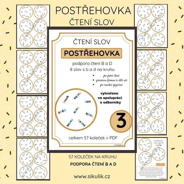 Postřehovka PRVNÍ ČTENÍ 3: ČTENÍ B a D ve slovech