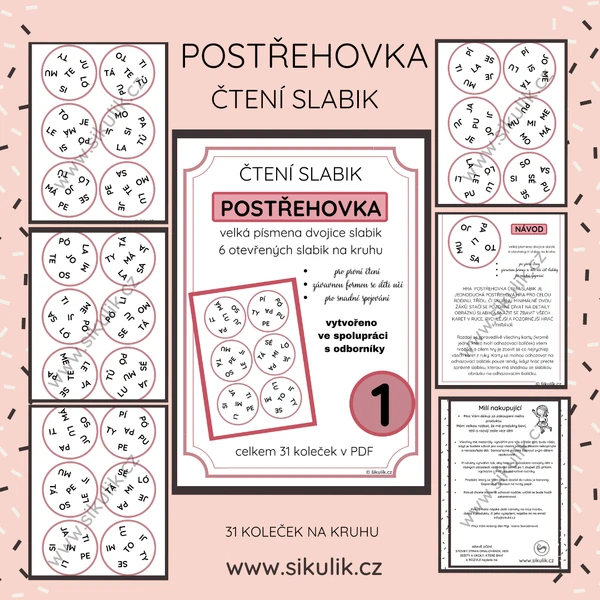 ČTENÍ SLABIK 1 postřehovka - slabiky otevřené, velká písmena 