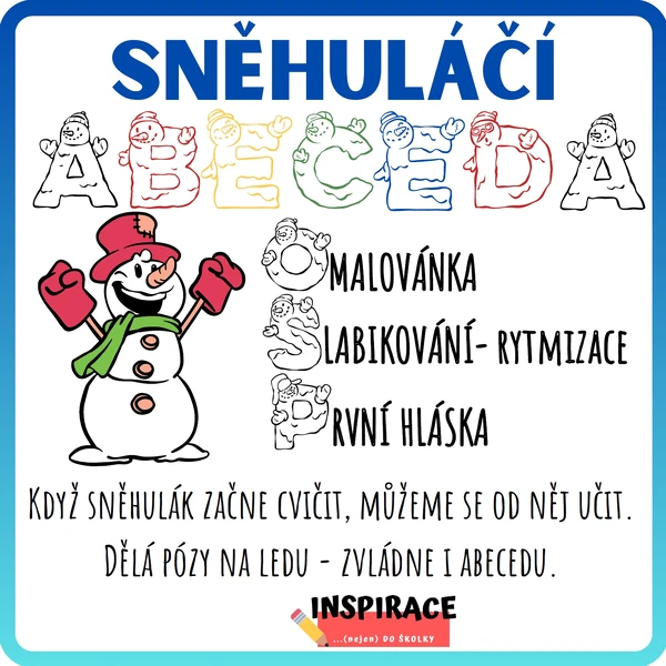 Sněhuláčí ABECEDA - omalovánka s hláskou ⛄