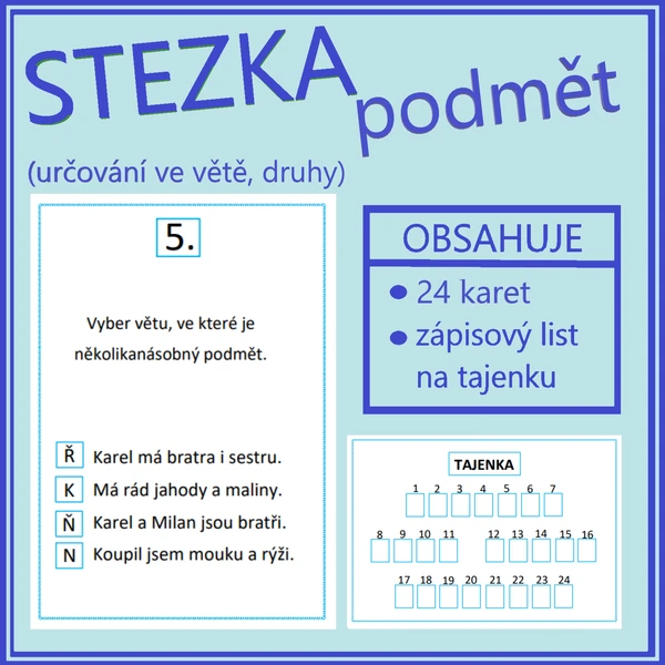 Stezka - podmět (určování ve větě, druhy)