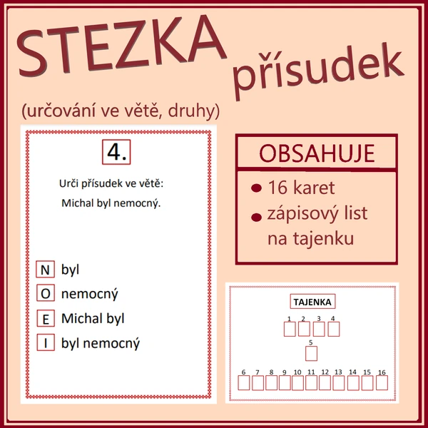 Stezka - přísudek (určování ve větě, druhy)
