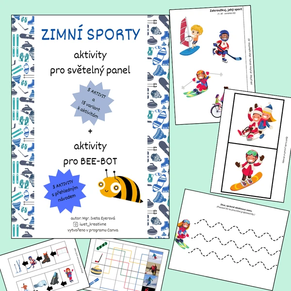  Zimní sporty - SVĚTELNÝ PANEL + BEE-BOT ( 8 aktivit a 19 variant k aktivitám)