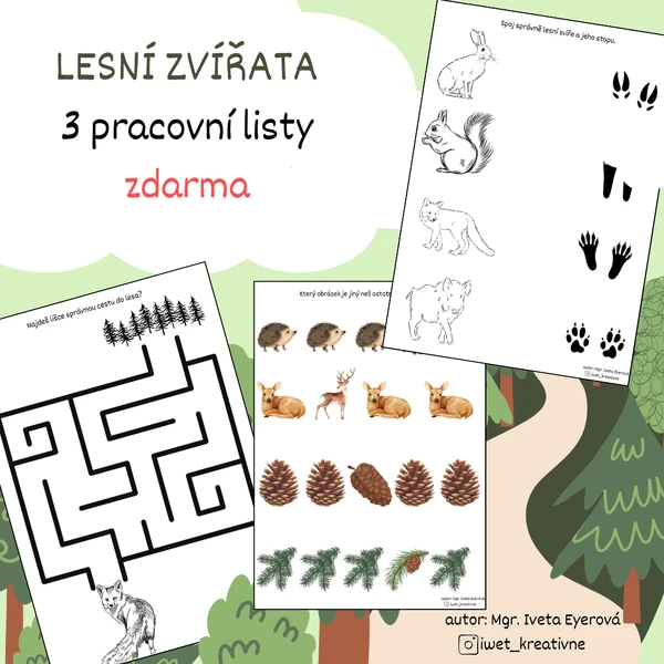 Lesní zvířata - 3 pracovní listy