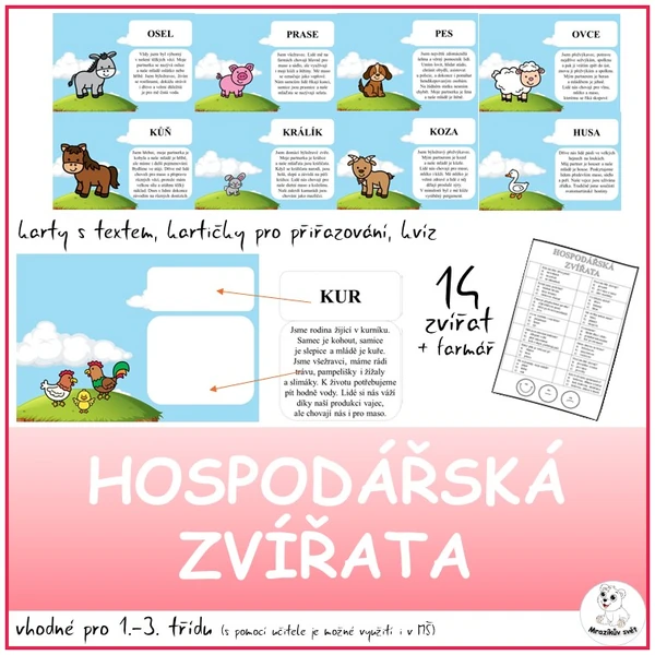Hospodářská zvířata - práce s textem