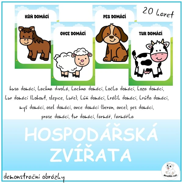 Hospodářská zvířata - demonstrační obrázky