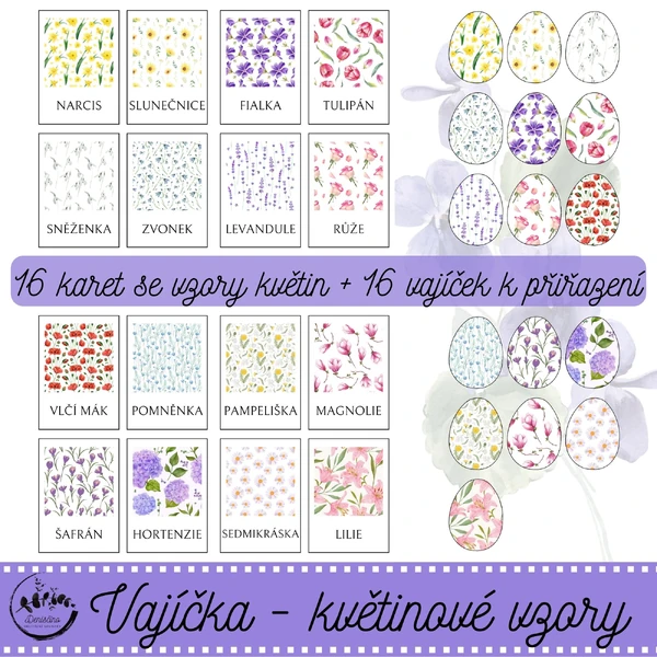 Vajíčka květinové vzory - Přiřazování