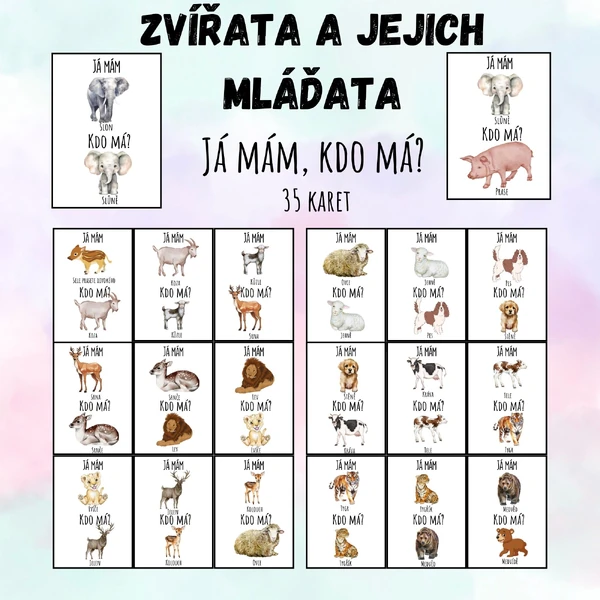 Zvířata a jejich mláďata - Já mám, kdo má?