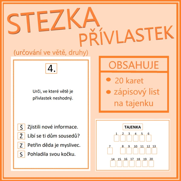 Stezka - přívlastek (určování ve větě, druhy) 