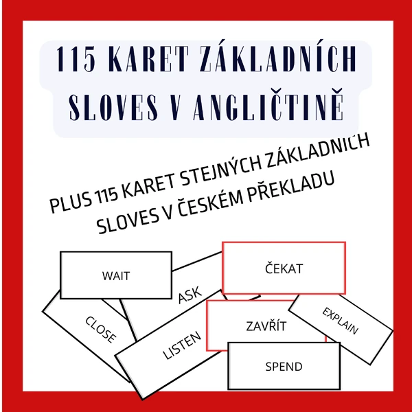 PEXESO - 115 NEJPOUŽÍVANĚJŠÍCH SLOVES V ANGLIČTINĚ