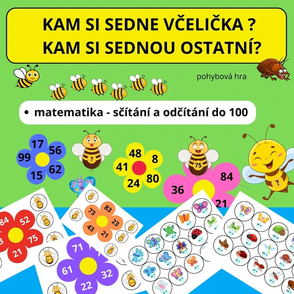 KAM SI SEDNE VČELIČKA? Jarní pohybovka s počítáním do 100.