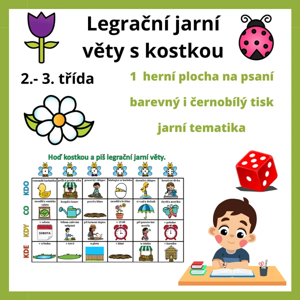 Jarní legrační věty s kostkou