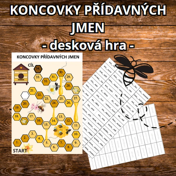 Koncovky přídavných jmen - desková hra