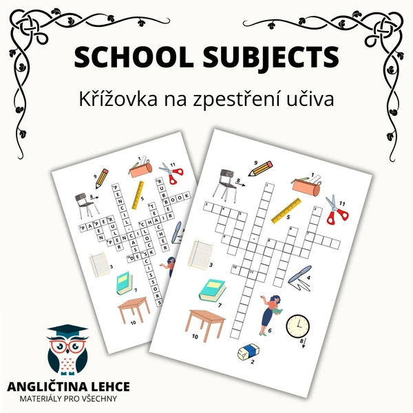 Křížovka: SCHOOL SUPPLIES