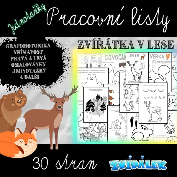 Jednotažky a pracovní listy - Lesní zvířátka