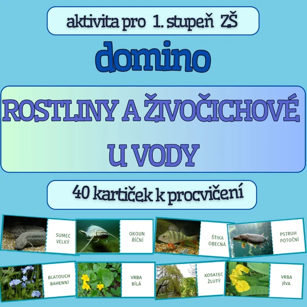 výuková hra DOMINO - ROSTLINY A ŽIVOČICHOVÉ U VODY