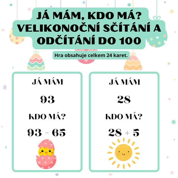 Já mám, kdo má? - velikonoční sčítání a odčítání do 100