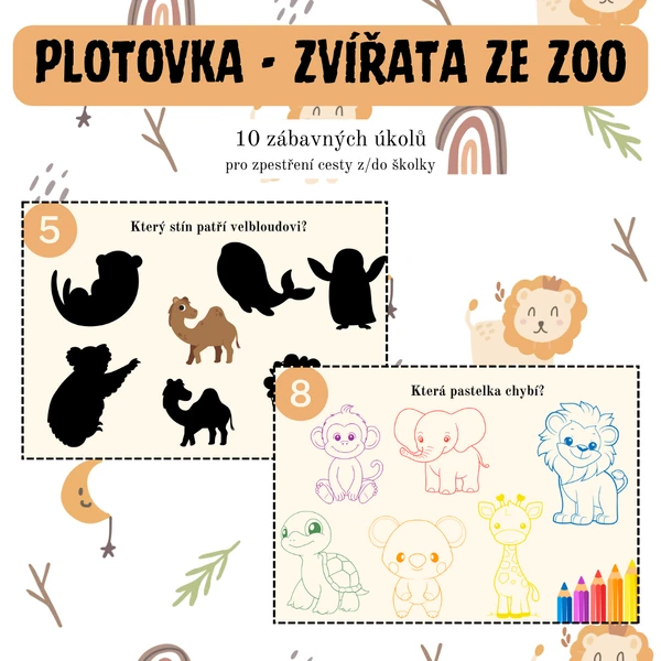 Plotovka - zvířata ze zoo