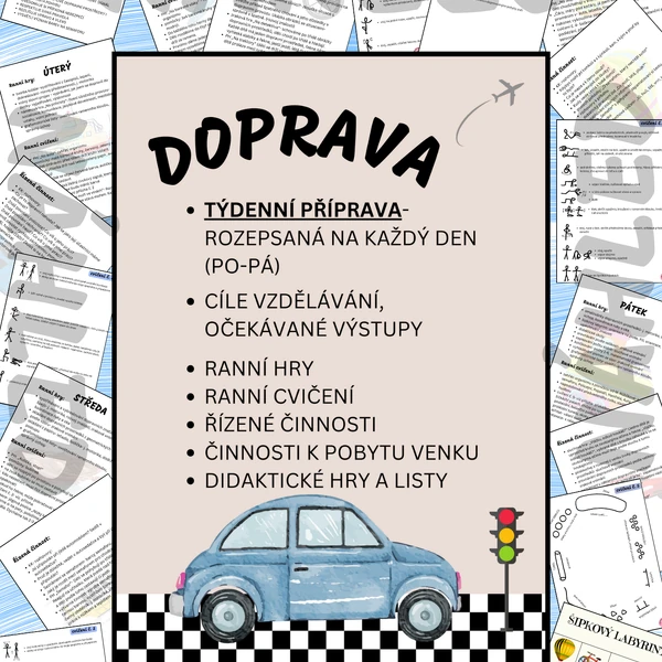 Kompletní příprava do MŠ- DOPRAVA, DOPRAVNÍ PROSTŘEDY, BEZPEČNOST