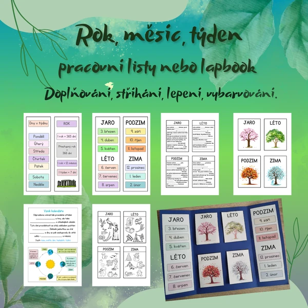 Rok, měsíc, týden - pracovní listy a lapbook