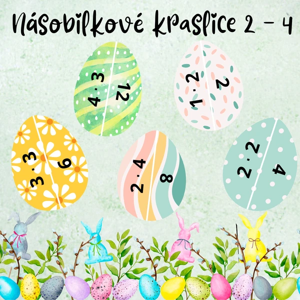 Násobilkové velikonoční kraslice - násobilka 2 - 4
