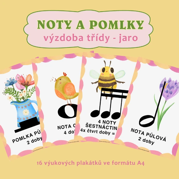 Noty a pomlky - výzdoba třídy - jaro