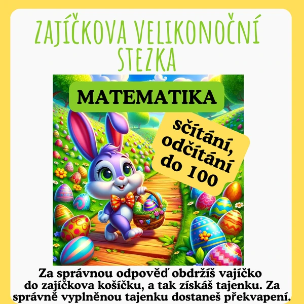 Zajíčkova velikonoční stezka - sčítání a odčítání do 100