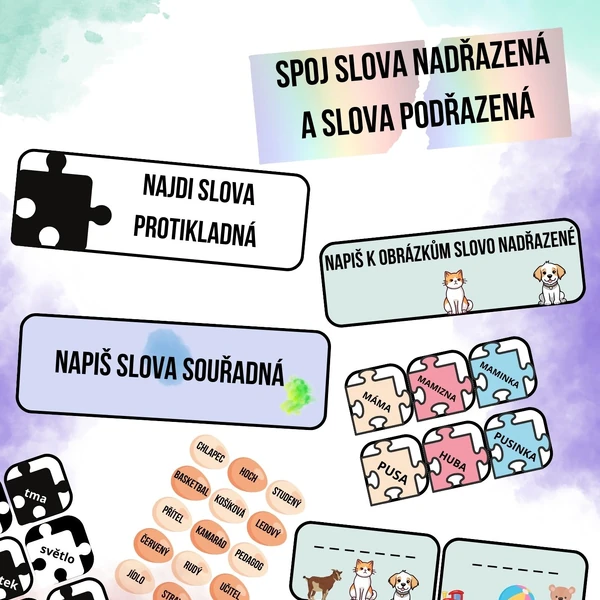 Práce v centrech (slova nadřazená, podřazená, protikladná,...)