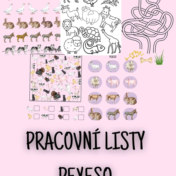 Pracovní listy + pexeso - Domácí zvířátka